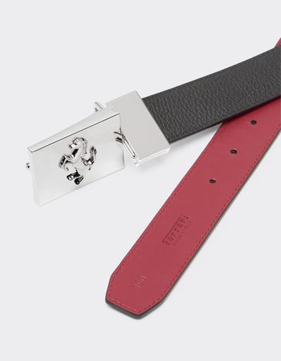 Reversible Belt in Smooth Leather and Granata