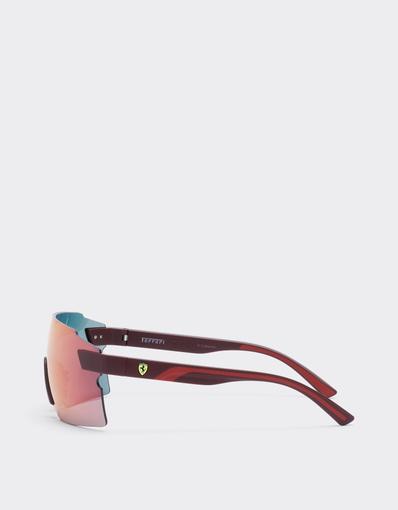 Scuderia Ferrari 0FZ6024 sunglasses in injected material with dark grey mirrored red/yellow lens.