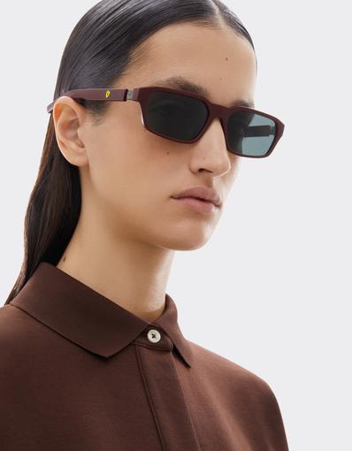 Scuderia Ferrari burgundy sunglasses with dark grey lenses
