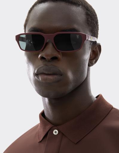 Scuderia Ferrari burgundy sunglasses with dark grey lenses