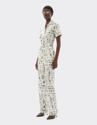 Silk Twill Trousers with Officina Print