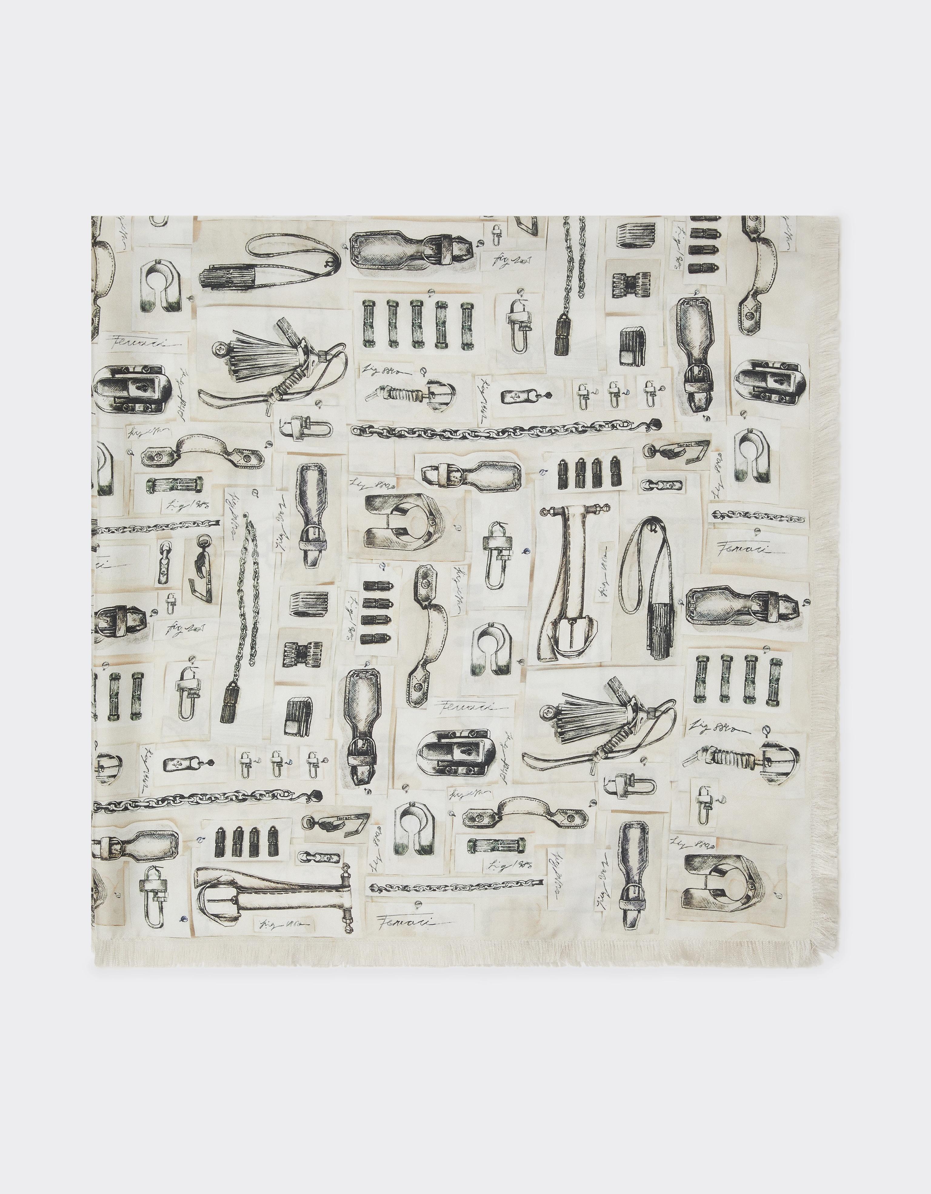 Silk Scarf with Ferrari Officina Print