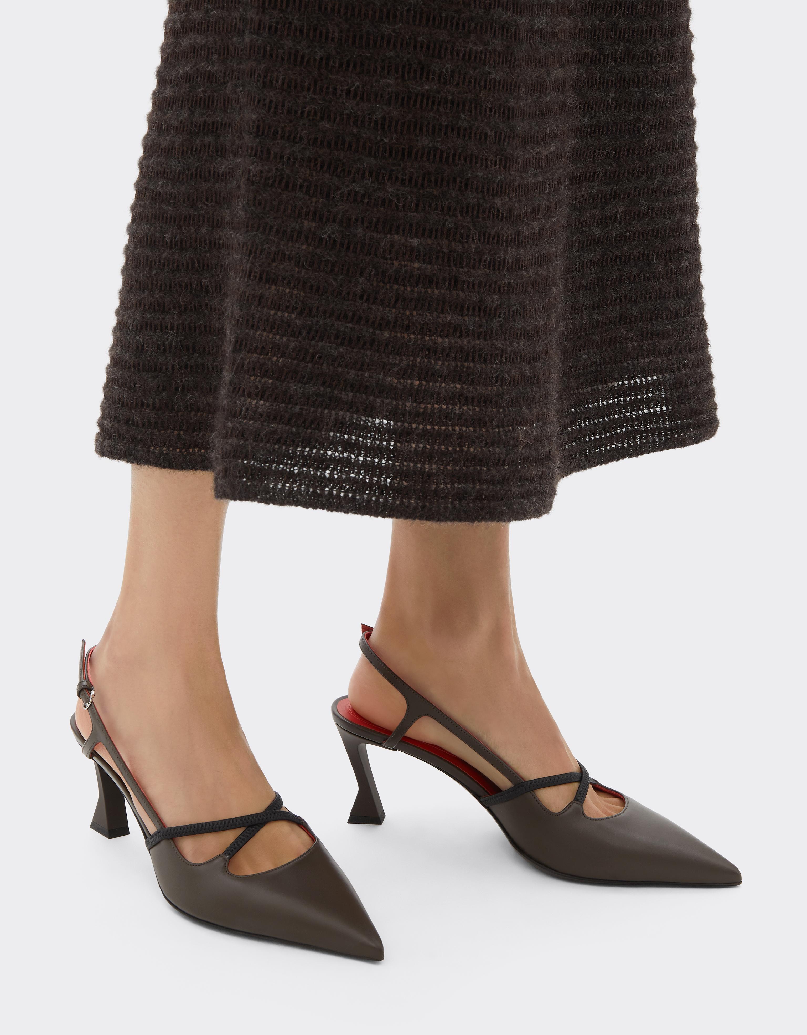 Leather Slingback with Crossed Straps