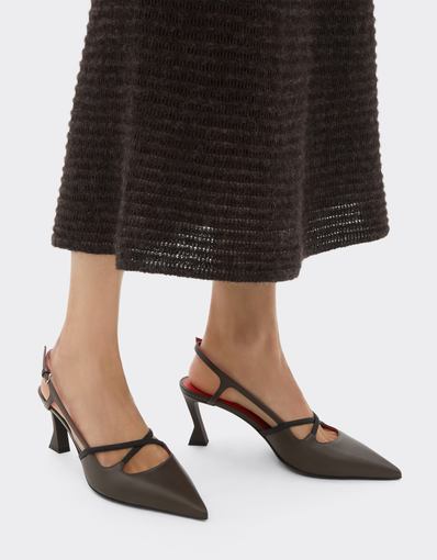 Leather Slingback with Crossed Straps