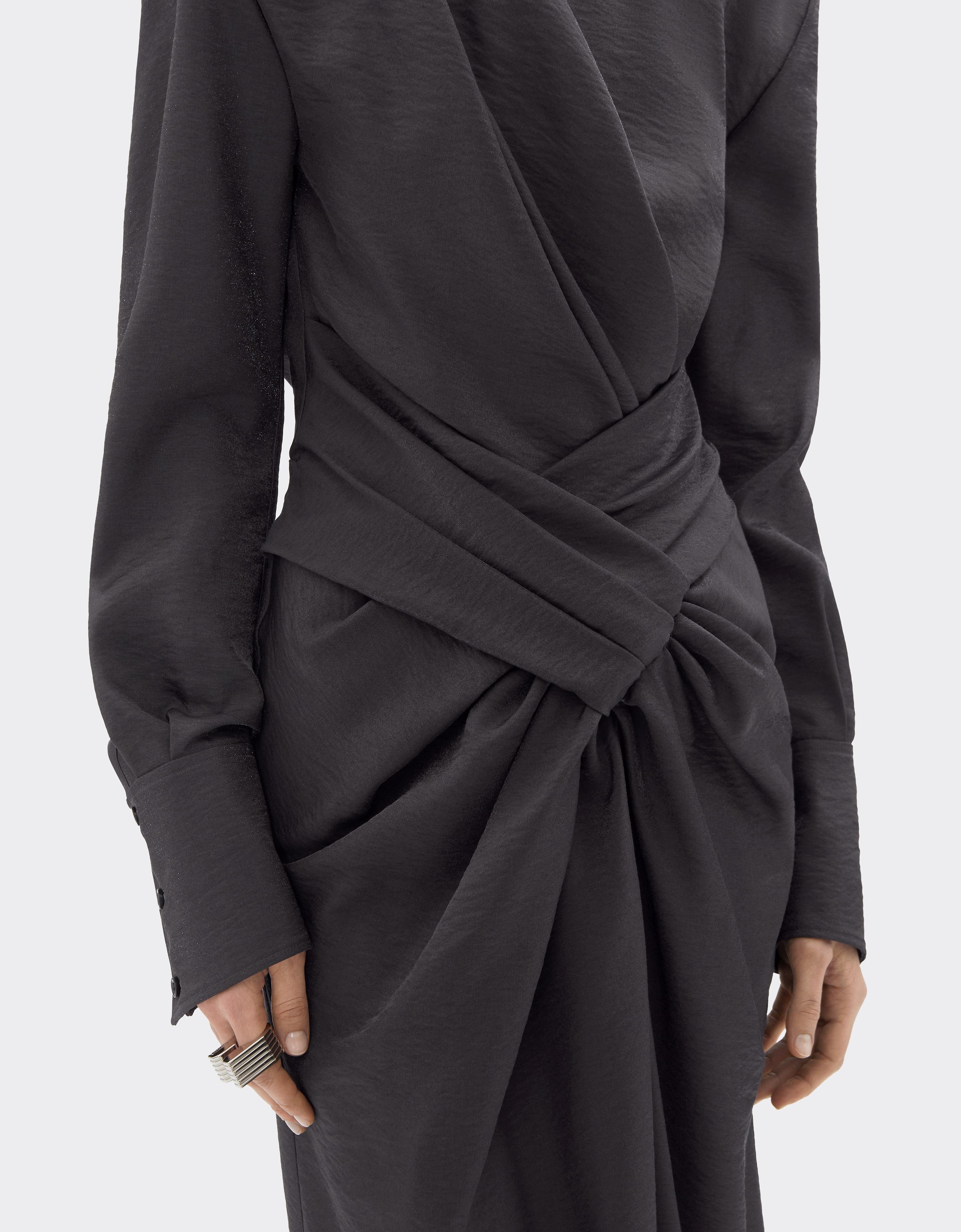 Long Satin Dress with Draping