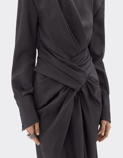 Long Satin Dress with Draping
