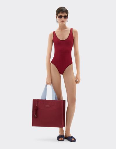 Tote-Bag aus Strick und Leder