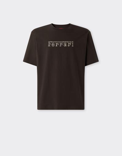 Camiseta de algodón con el logotipo de Ferrari bordado