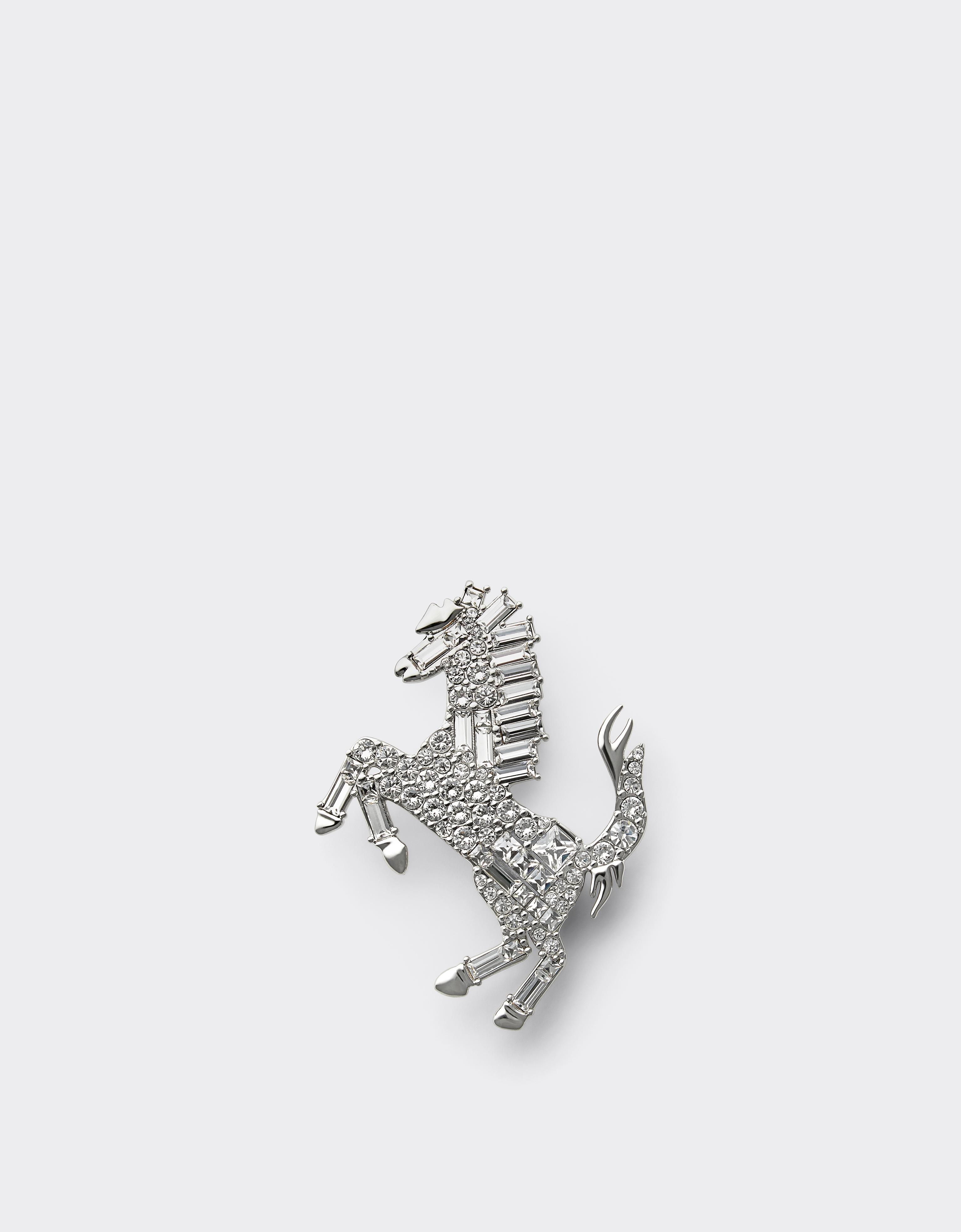 BROOCH PRANCING HORSE STRASS METAL+STRASS