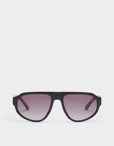 Scuderia Ferrari 0FZ6027 sunglasses in havana and burgundy acetate with gradient red lenses.