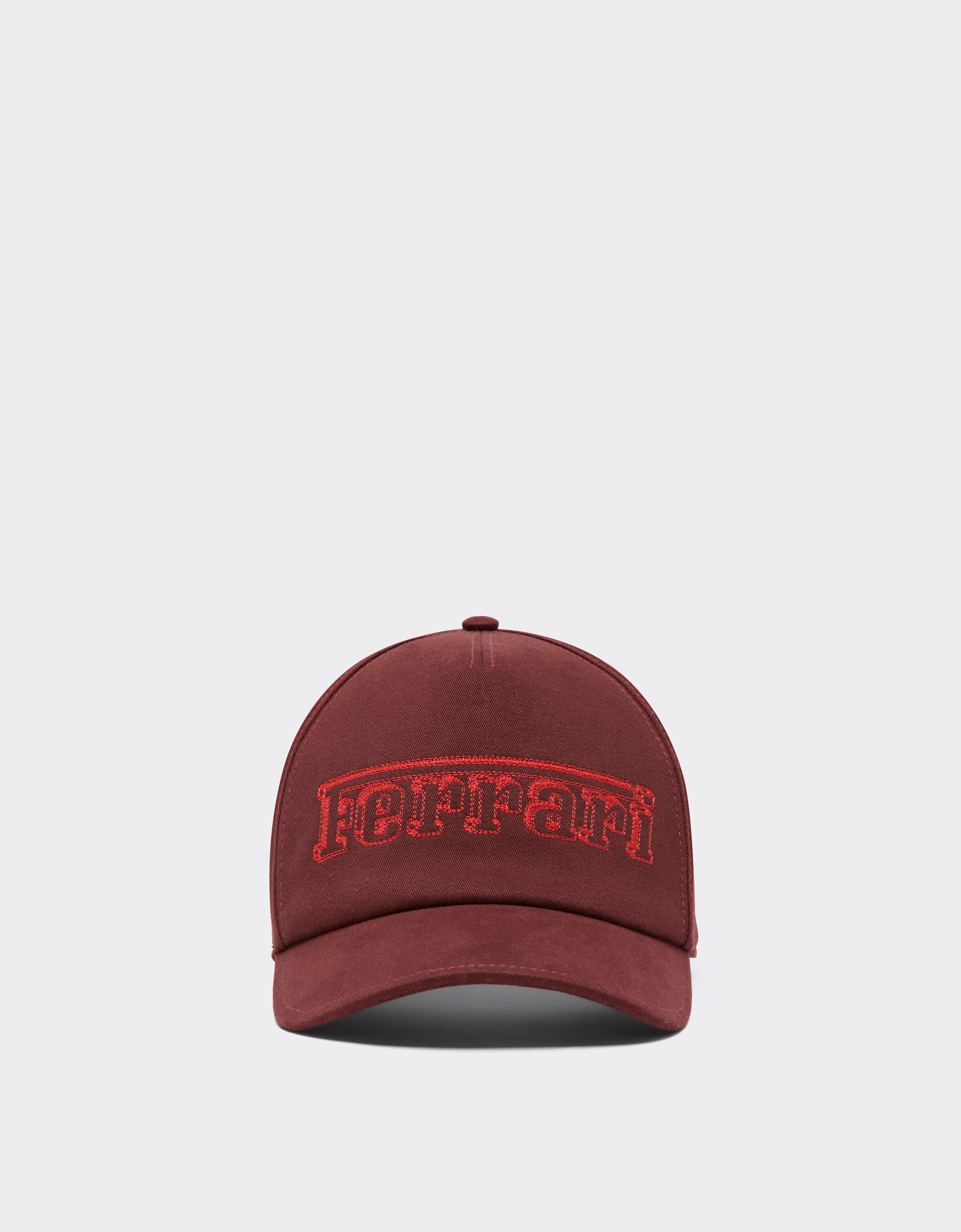 Ferrari Cotton Drill Baseball Cap With  Embroidery In Red