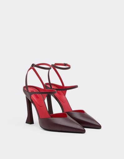 Semi-matt leather slingback with high heel