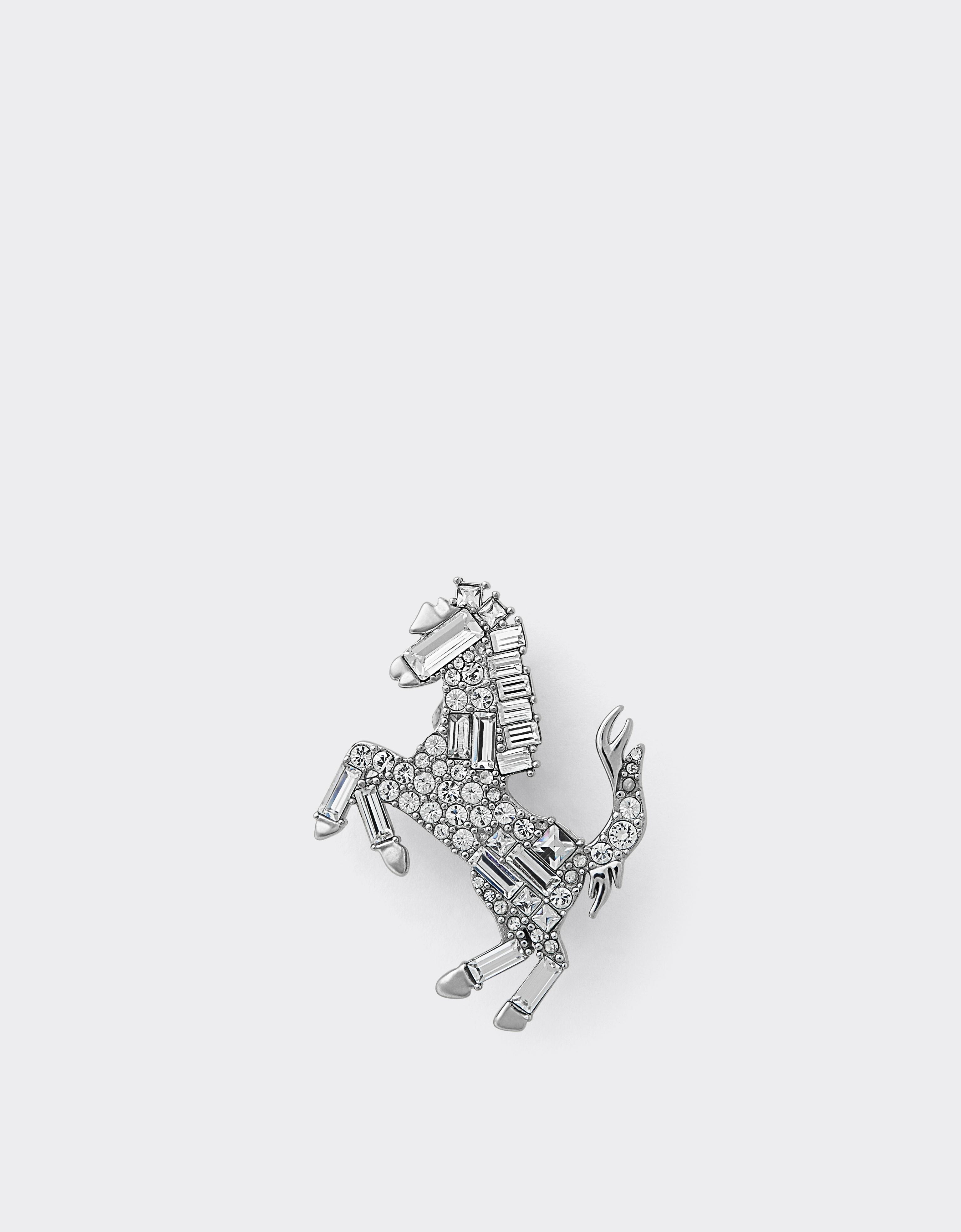 SMALL BROOCH PRANCING HORSE METAL + STRASS