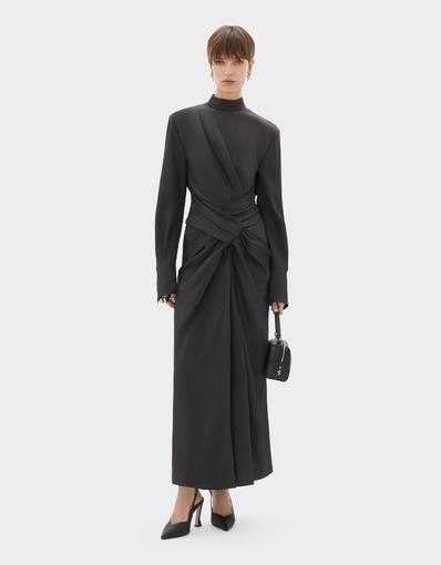 Long Satin Dress with Draping