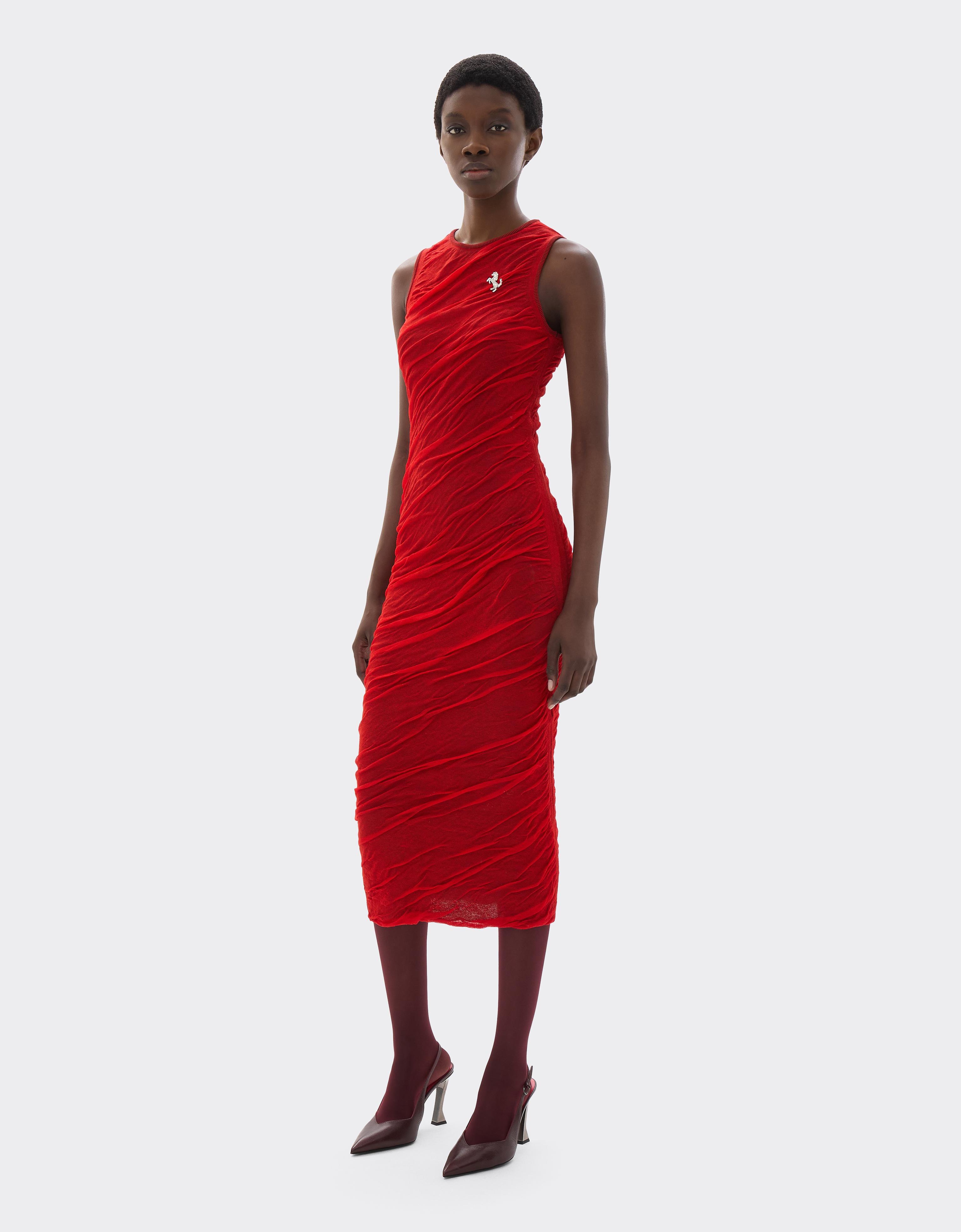 Long dress in wool and cotton knit