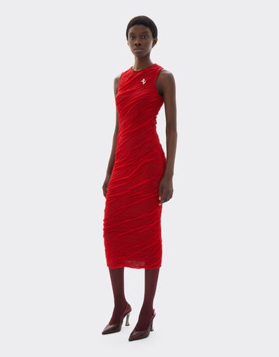 Long dress in wool and cotton knit