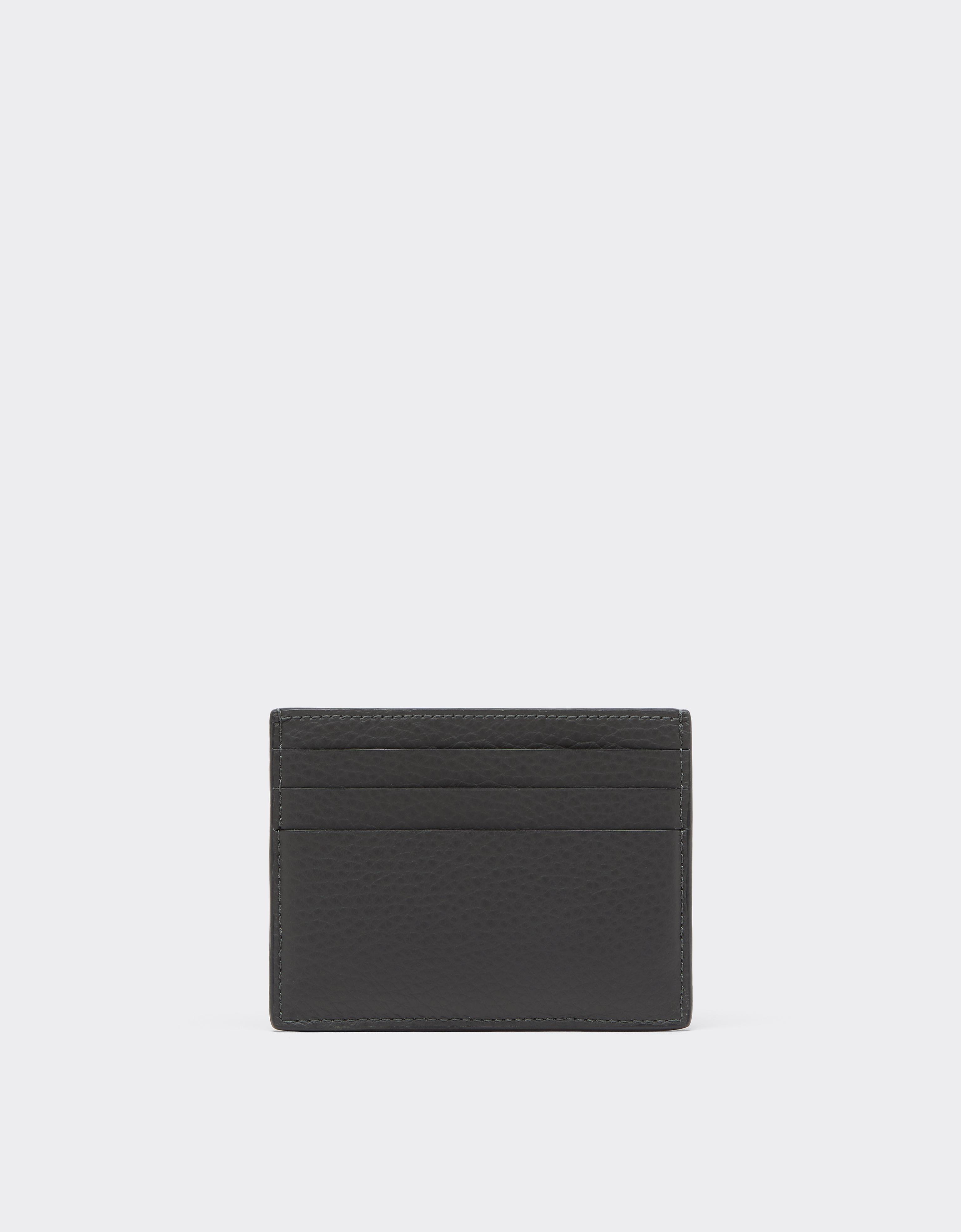 Garnet Leather Card Holder with Prancing Horse